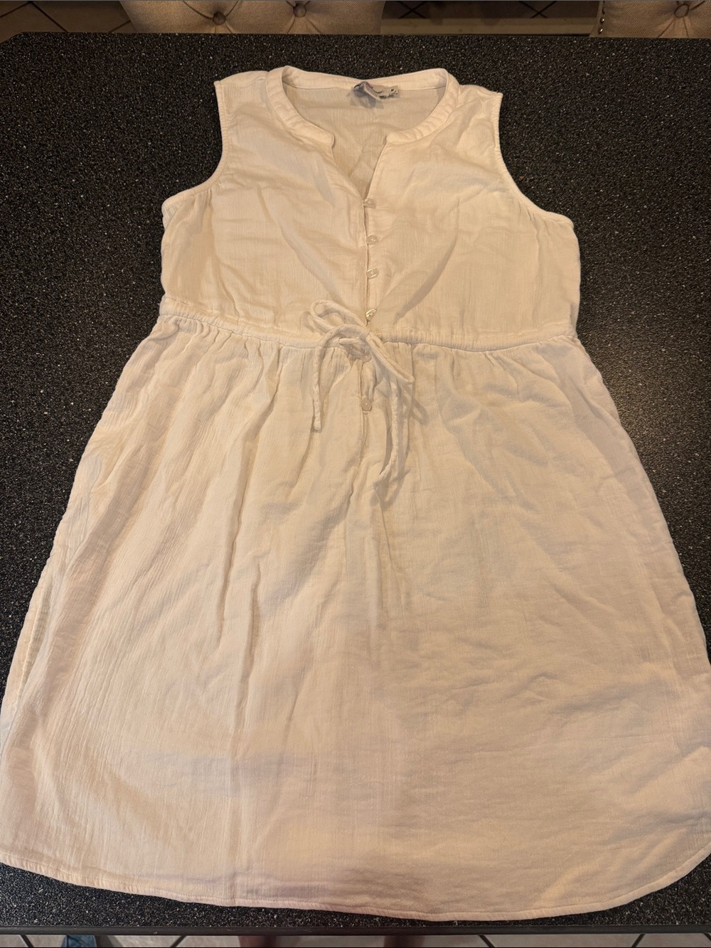 Vineyard Vines White Sleeveless Drawstring Dress - size medium swim coverup